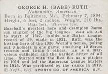 1926 Spalding Champions #NNO Babe Ruth Back