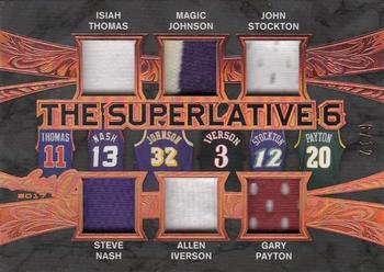2017 Leaf Q - The Superlative Six Memorabilia #S6-08 Isiah Thomas / Steve Nash / Magic Johnson / Allen Iverson / John Stockton / Gary Payton Front