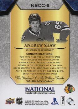 2015 Upper Deck The National Prominent Cuts - Autographs #NSCC-6 Andrew Shaw Back
