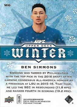 2017 Upper Deck Winter #W6 Ben Simmons Back