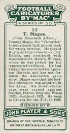1927 Player's Football Caricatures By Mac #23 Tommy Magee Back