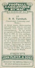 1927 Player's Football Caricatures By Mac #50 Bernard Turnbull Back