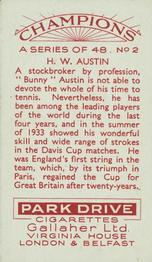 1934 Gallaher Champions #2 Bunny Austin Back