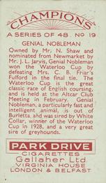 1934 Gallaher Champions #19 Genial Nobleman Back