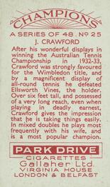 1934 Gallaher Champions #25 Jack Crawford Back