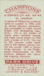 1934 Gallaher Champions #45 Walter Lindrum Back