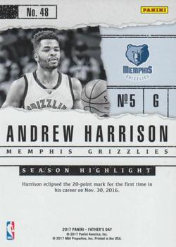2017 Panini Father's Day - Thick #48 Andrew Harrison Back