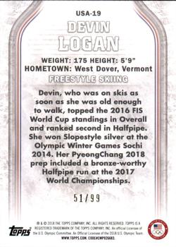2018 Topps U.S. Olympic & Paralympic Team Hopefuls - U.S. Flag #USA-19 Devin Logan Back