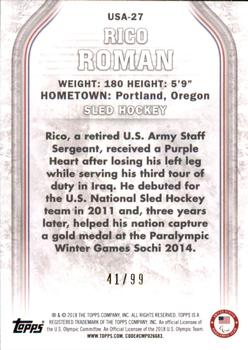 2018 Topps U.S. Olympic & Paralympic Team Hopefuls - U.S. Flag #USA-27 Rico Roman Back