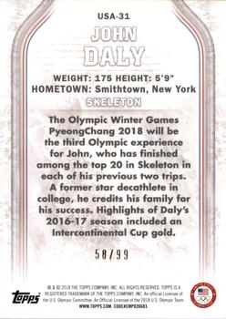 2018 Topps U.S. Olympic & Paralympic Team Hopefuls - U.S. Flag #USA-31 John Daly Back