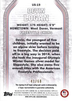 2018 Topps U.S. Olympic & Paralympic Team Hopefuls - Autographs #US-19 Devin Logan Back
