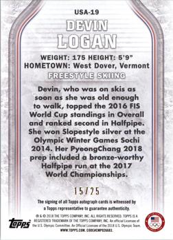 2018 Topps U.S. Olympic & Paralympic Team Hopefuls - Autographs Gold #USA-19 Devin Logan Back
