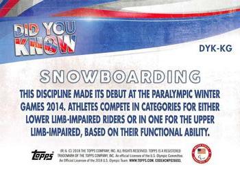 2018 Topps U.S. Olympic & Paralympic Team Hopefuls - Did You Know? #DYK-KG Keith Gabel Back