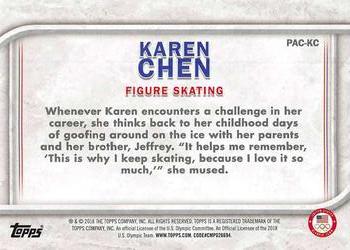 2018 Topps U.S. Olympic & Paralympic Team Hopefuls - For Pride and Country #PAC-KC Karen Chen Back