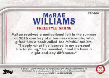 2018 Topps U.S. Olympic & Paralympic Team Hopefuls - For Pride and Country #PAC-MW McRae Williams Back