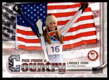 2018 Topps U.S. Olympic & Paralympic Team Hopefuls - For Pride and Country - U.S. Flag #PAC-LV Lindsey Vonn Front