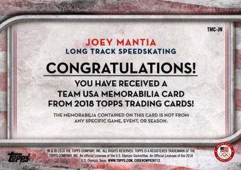 2018 Topps U.S. Olympic & Paralympic Team Hopefuls - Team USA Memorabilia Pieces #TMC-JN Joey Mantia Back