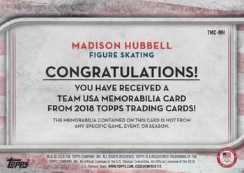 2018 Topps U.S. Olympic & Paralympic Team Hopefuls - Team USA Memorabilia Pieces #TMC-MH Madison Hubbell Back