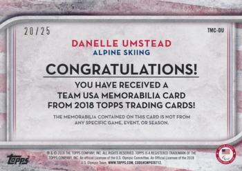 2018 Topps U.S. Olympic & Paralympic Team Hopefuls - Team USA Memorabilia Pieces - Gold Multi-Color Relic #TMC-DU Danelle Umstead Back
