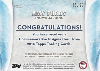 2018 Topps U.S. Olympic & Paralympic Team Hopefuls - ISOC Insignia Commemorative Relics - Silver #ICR-AP Amy Purdy Back