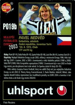 2003 Stadion World Stars - Gold Redemption Set 2 #P019B Pavel Nedved Back
