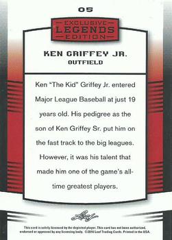 2016 Leaf Exclusive Legends Edition #05 Ken Griffey Jr. Back