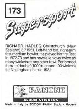 1987-88 Panini Supersport Stickers #173 Richard Hadlee Back