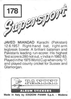 1987-88 Panini Supersport Stickers #178 Javed Miandad Back