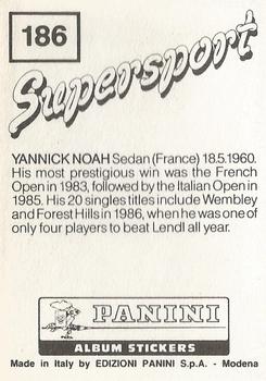 1987-88 Panini Supersport Stickers #186 Yannick Noah Back