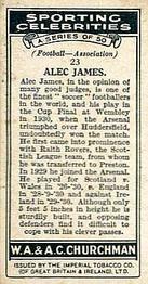 1931 Churchman's Sporting Celebrities #23 Alec James Back