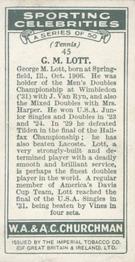 1931 Churchman's Sporting Celebrities #45 George Lott Back