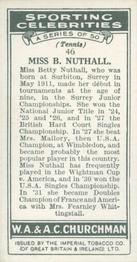 1931 Churchman's Sporting Celebrities #46 Betty Nuthall Back