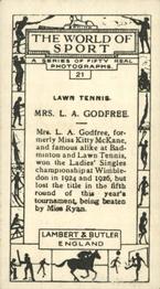 1927 Lambert & Butler The World of Sport #21 Mrs. L. A. Godfree Back