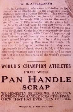 1913 Pan Handle Scrap World's Champion Athletes (T230) #NNO W.R. Applegarth Back