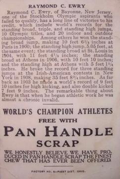 1913 Pan Handle Scrap World's Champion Athletes (T230) #NNO Raymond C. Ewry Back