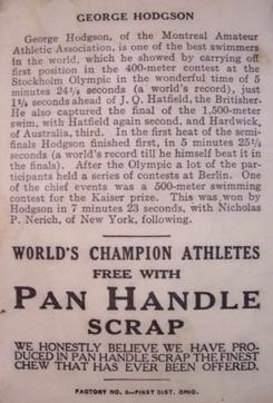 1913 Pan Handle Scrap World's Champion Athletes (T230) #NNO George Hodgson Back