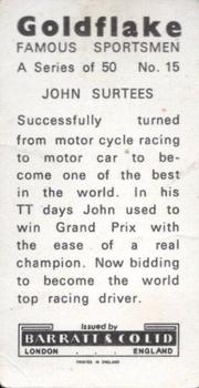 1971 Barratt & Co. Famous Sportsmen #15 John Surtees Back