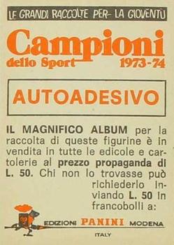 1973-74 Panini Campioni Dello Sport #289 George Foreman Back