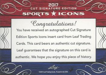 2017 Leaf Sports Icons Cut Signature Edition #NNO Weeb Ewbank Back