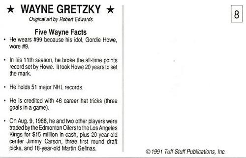 1991 Tuff Stuff Magazine Postcard Inserts #8 Wayne Gretzky Back