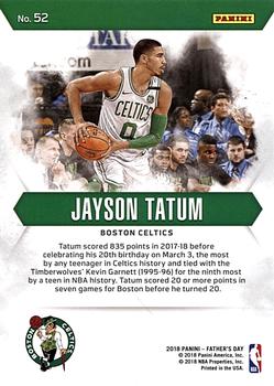 2018 Panini Father's Day #52 Jayson Tatum Back