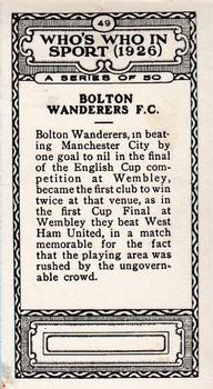 1927 British-American Tobacco Who's Who in Sports #49 Bolton Wanderers Back