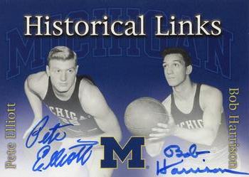 2004 TK Legacy Michigan Wolverines - Historical Links Autographs #HL4 Pete Elliott / Bob Harrison Front