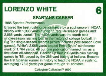 1990 Collegiate Collection Michigan State Spartans - Promos #6 Lorenzo White Back