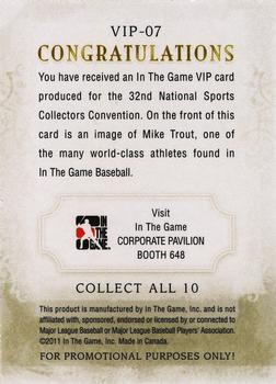 2011 In The Game National Sports Collectors Convention VIP #VIP-07 Mike Trout Back