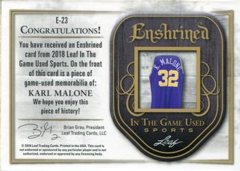 2018 Leaf In The Game Used Sports - Enshrined Relics #E-23 Karl Malone Back