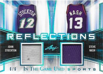2018 Leaf In The Game Used Sports - Reflections Relics Blue Prismatic #R-29 John Stockton / Steve Nash Front