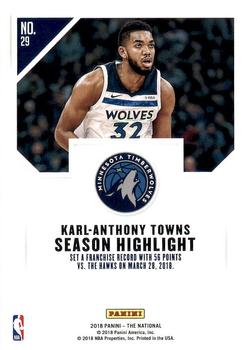 2018 Panini National Convention #29 Karl-Anthony Towns Back