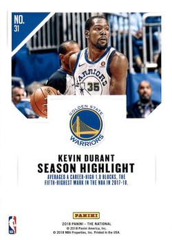 2018 Panini National Convention #31 Kevin Durant Back