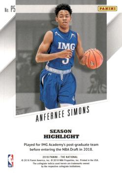2018 Panini National Convention - NBA Prospects #P5 Anfernee Simons Back